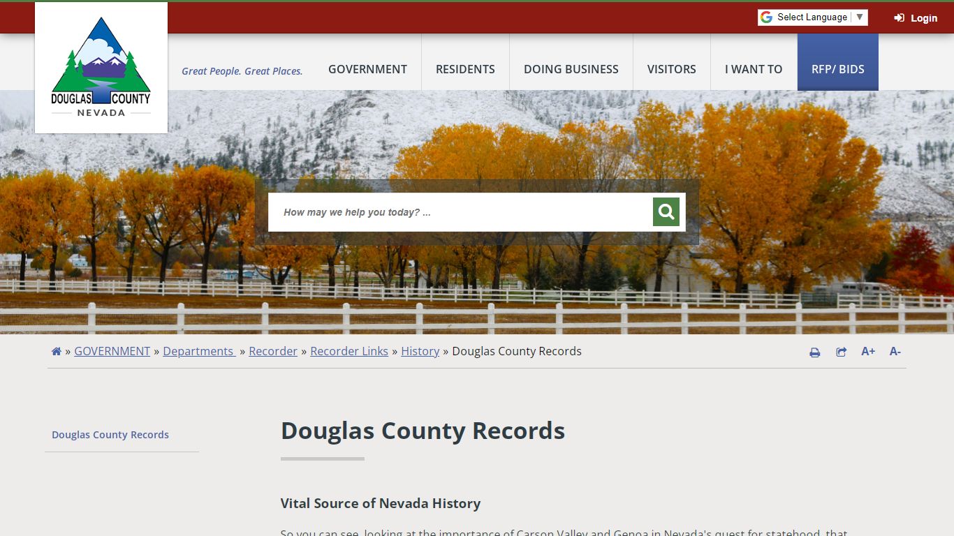 Douglas County Records - Douglas County, Nevada